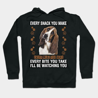 Cute and Curled Basset I'll Be Watching You Tee Delight Hoodie